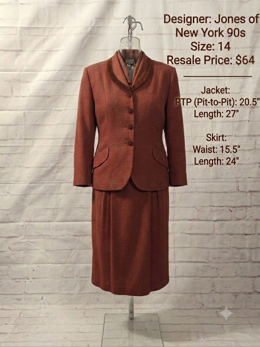 Jones New York Rust-Toned Midi Skirt - Tailored Pencil Silhouette - Picture 2 of 8